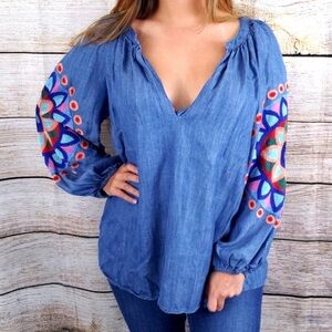 Zara Chambray Embroidered Tunic